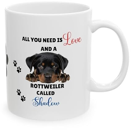 Personalised Rottie Coffee Mug, All You Need is Love, Dog Lover, Gift, Christmas, Birthday, Pet, Best Friend