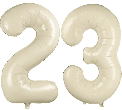 40 Zoll Creme Weiß Luftballon Zahlen 23 Creme Weiß Ballon 23. Geburtstag Deko Beige Folienballon Zahl 23 Riesenzahl Ballon 23 Party Hochzeit Kindergeburtstag Geburtstag Nummer 23/32