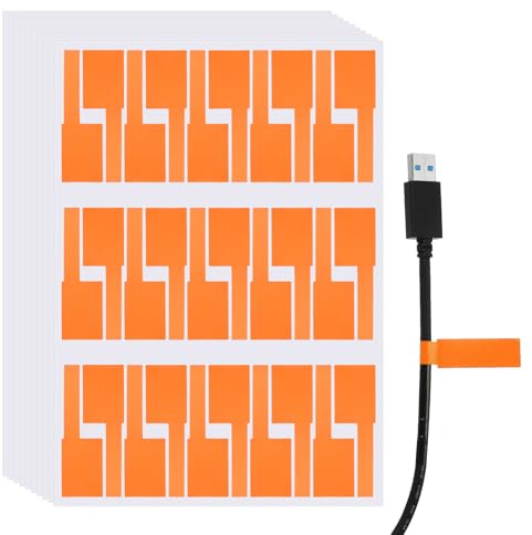 sourcing map 300 Pcs Cable Labels, Waterproof Wire Cord Labels Tags, Cord Organizer Management Tags for Charger Cable Organizer Wire Markers Printer and Handwriting, Orange