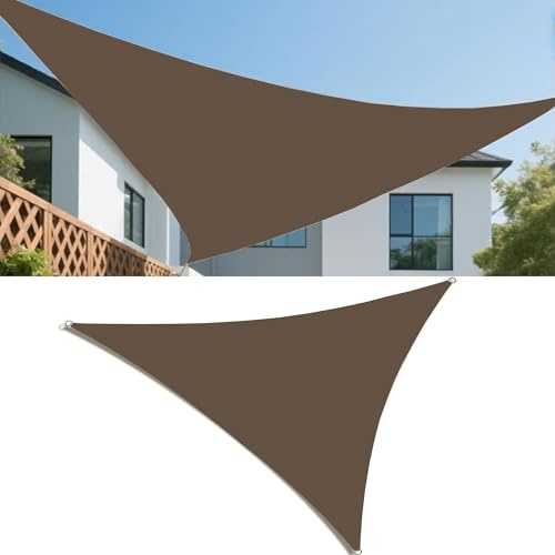 Tenda a Vela Ombreggiante 3x4x6M Impermeabile Triangolare Protezione Raggi UV 98% Tenda da Sole Poliestere Antistrappo Con 3 Corde Fisse per Giardino Balcone Piscinae Terrazza Marrone