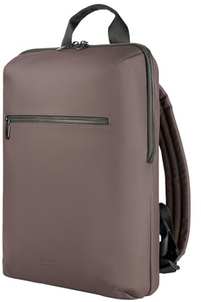 Tucano Gommo Backpack Rucksack für Laptop 15,6 und MacBook 16, Gepolsterter Laptoprucksack aus Gummiertem Material, Atmungsaktiver Rücken, Trolley-Band, Arbeitsrucksack, 29x41x11,5 cm, Braun