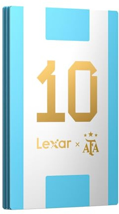 Lexar SL500 SSD Portable 2To, Édition AFA, co-Branding Championnat du Monde d'Argentine, Jusqu’à 2000 Mo/s en Lecture, 1800 Mo/s en écriture, USB 3.2 Gen 2x2,boîtier métallique Fin et résistant