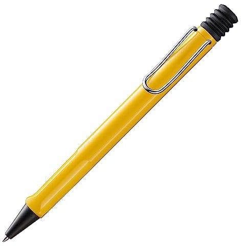 Lamy safari yellow Kugelschreiber - zeitlos klassicher Kuli mit ergonomischem Griff & robustem ASA-Kunststoff - inkl. Großraummine M 16 in Strichbreite M in blau