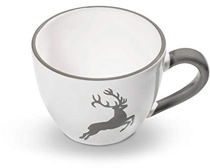 GMUNDNER KERAMIK Teetasse Maxima Füllmenge : 0.4 Liter Grauer Hirsch Geschirr, handgemacht in Österreich