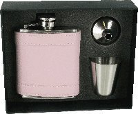 Pink Stainless Steel 3oz Hip Flask Tot Cup & Funnel in Gift Box FL31 Sarome UK