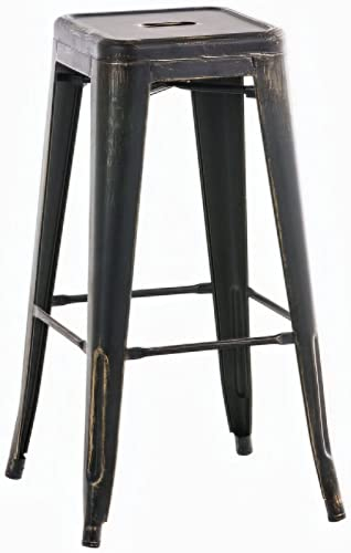CLP Barhocker Joshua I Stapelbarer Tresenhocker aus Metall I Barstuhl mit Fußstütze I Sitzhöhe 76 cm I Stapelhocker, Farbe:schwarz-Gold