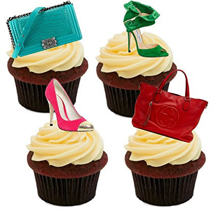 Made4You Shoes and Handbags Edible Cupcake Toppers - Stand-up Wafer Cake Decorations (Pack of 12)