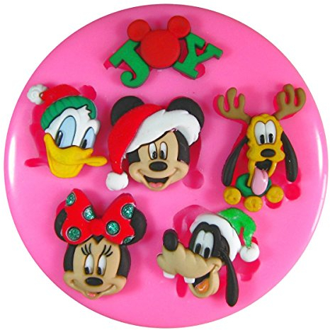 Personnages de Noël Mickey Mouse, Minnie Mouse, Donald, Dingo, Pluto Moule en silicone Moule pour décoration gâteau glaçage pour gâteau Sugarcraft outil de fées Blessings