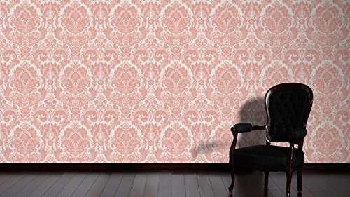 A.S. Création Strukturprofiltapete Kingston Tapete mit Ornamenten barock 10,05 m x 0,53 m metallic rosa Made in Germany 327502 32750-2