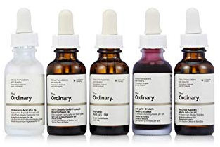 The Ordinary Hautaufheller-Kollektion, 5-teilig: Peeling-Set für das Gesicht mit Hyaluronsäure, Hagebuttenkernöl, AHA, BHA, Ascorbinsäure und Mandelsäure