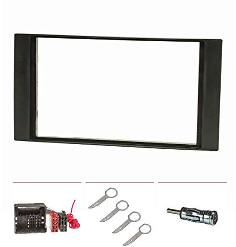 tomzz Audio 2415-136 Doppel DIN Radioblende Set kompatibel mit Ford Focus 2 Fiesta C-Max S-Max Galaxy Mondeo Kuga Transit mit Quadlockadapter ISO Antennenadapter ISO DIN Entrieg. Can-Bus Fzg.
