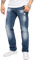Indumentum Jeans Herren Regular Fit Hose Männer Jeans Hosen Herrenjeans Denim Herrenhose Mens Pant Zerrissene Jeans Destroyed-Look Blau IR-501 W36 L34
