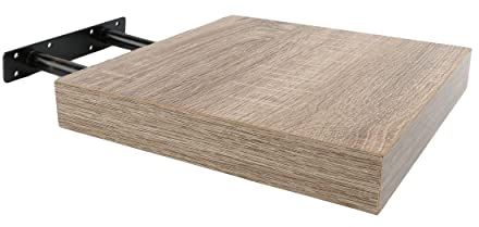 H HANSEL HOME étagère Murale Flottante 25x25x4cm Couleur chêne Vieilli, Étagère Murale décoratif Fixation Invisible Charge maximale 5 kg