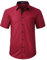HISDERN Men's Short Sleeve Red Shirt Regular Fit Formal Casual Button Down Business Shirt with Chest Pocket,L