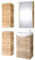 Planetmöbel Badmöbel Set Waschtisch mit Unterschrank 40 x 60 x 29 cm mit Spiegelschrank 40 cm, 2X Midischränke für Badezimmer, Gäste WC & Bad, Sonoma Eiche