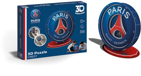 Megableu - Puzzle 3D-Aufnäher PSG – Paris Saint-Germain – 19 Teile zum Zusammenbauen ohne Klebstoff – offizielles Lizenzprodukt – Fußball-Puzzle für Kinder ab 7 Jahren – manuelle Aktivität