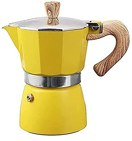 HWSY Olla de Aluminio con Filtro para cafetera Italiana Moka Espresso, 6 Tazas (Color: Amarillo, tamaño: 9,6 x 19 x 17,2 cm) (Amarillo 9,6 x 19 x 17,2 cm) Interesting