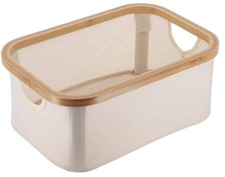 Tendance - Panier rectangulaire pliable polyester cerclage bambou - naturel bambou
