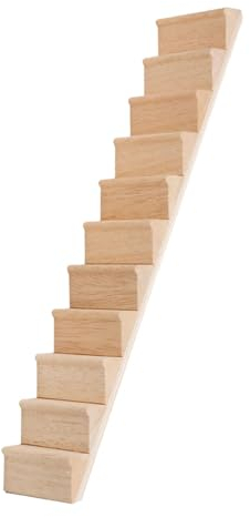 Oshhni Miniaturtreppe im Maßstab 1:12 ohne Armlehne, Puppenhausmöbel, Miniatur-DIY-Holztreppe für Puppenhaus-Foto-Requisiten