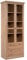 Homestyle4u 2749, Vitrinenschrank Landhausstil 2 Schubladen Glastüren Highboard Holz Eiche Vitrine Wohnzimmerschrank