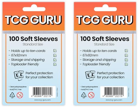 TCG Guru Soft Sleeves, Schutzhüllen, 100er Pack, Größe 67x92 mm, für Sammelkarten in Standardgröße. (2)