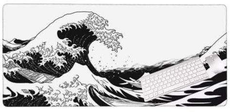 Tapis de Souris Gaming XXL Mousepad 1200 x 400 mm Grand Tapis Souris, Les Vagues blanchesTapis Souris pour Clavier et Bureau avec Bords Surpiqués et Dos Antidérapant pour Gamer Personnel S-128