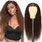 Weeybay Echthaar Perücke für Damen Perücken Curly Wave Human Hair Wig 4X4 Lace Closure Chocalate Brown 150% Density Unprocessed Remy Hair Glueless for Woman 34 Zoll
