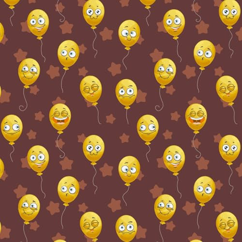 VmG-Store Baumwollstoff Meterware 140cm Breite Stoffe zum Nähen Nähstoff Kinderstoff für Kissen Babykleidung Kinderkleidung DIY (Luftballon Smiley Bb023)