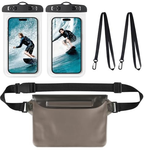 AOOSA Waterproof Phone Pouch, 2 Phone Dry Case with Lanyard and 1 Pouch Dry Bag with Strap, Waterproof Case with Adjustable Lanyard for iPhone 16 15 14 XS, Samsung S24 S23, Huawei Mate 60 up to 7.2