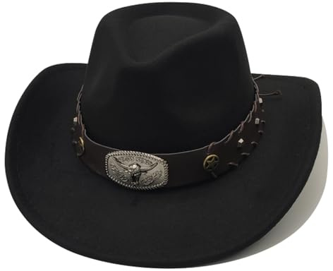 Willheoy Cowboy Hat for Women Western Hat for Men Cowboy Felt Hat Adjustable Outdoor with Shapeable Brim