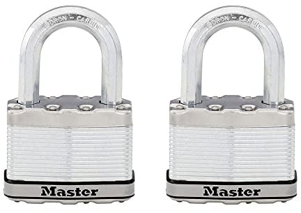 Master Lock M15XTLFCCSEN Laminated 2-1/2-Inch Wide Magnum Steel Padlock, 7/16-Inch Diameter, 1-1/2-Inch Shackle Clearance, Twin Pack, 1-1/2 Inch Shackle