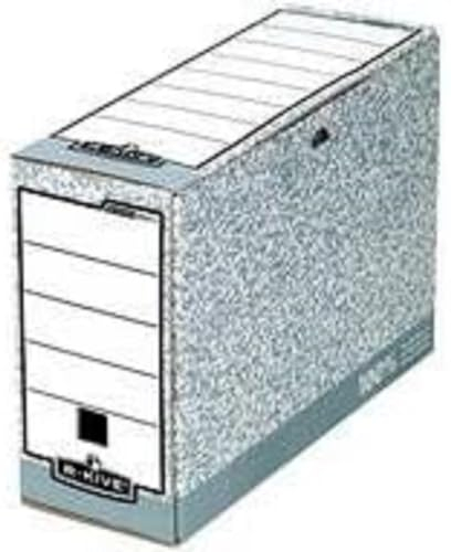 BANKERS BOX 10 A4 System Foolscap Transfer Box Files - Cardboard Transfer Boxes for Foolscap, Folio and Paperwork - W12 x H25.5 x D36cm - Pack of 10 - Grey