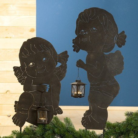 GILDE Gartenstecker Lucy mit Laterne Metallstecker Gartendeko, Varianten:Lucy sitzend