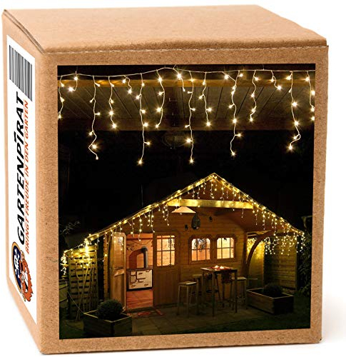 Gartenpirat Eisregen LED Lichterkette 12 m 480 LED bernsteinfarben Weihnachtsbeleuchtung Timer außen innen