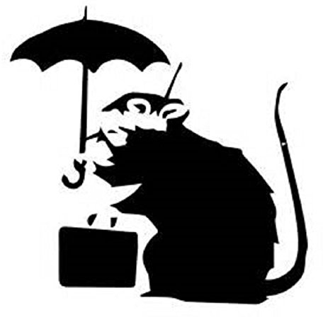Maus Loch Kleine Banksy Ratte mit Regenschirm Sockelleiste Wand Aufkleber Vinyl Aufkleber 10 CM X 10 cm