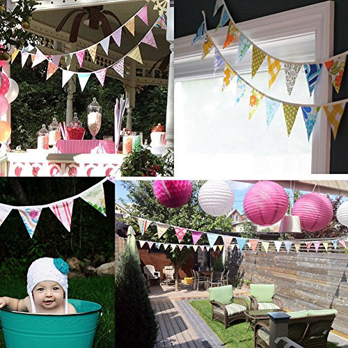 Demiawaking Schöne Spitze Wimpeln Girlande, Spitze Fahnen,Wimpelkette für Hochzeit Dekoration Draußen Geburtstagsfeiern Party Dekoration (12)