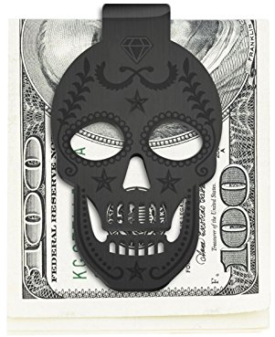 klammer aus Edelstahl mit Totenkopf-Motiv - Schwarz - Mittel