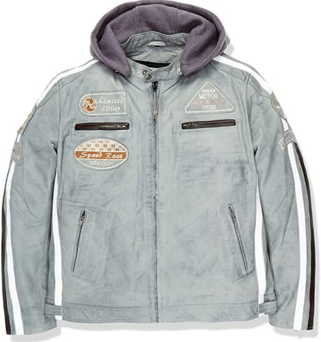 URBAN 5884 Motorradjacke Herren Leder, Herrenjacke aus Lammleder, verstaubare Protektoren für Rücken