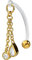 PIERCINGLINE PMFK Bananabell + Chirurgenstahl Design KETTE + 2 KRISTALLE Piercing Intimbereich Bauch Goldfarben