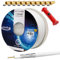 HB-DIGITAL Galaxy - Cable coaxial para antena satélite (135 dB, apantallado en 5 capas, incluye pelacables y F conectores, para DVB-S, S2, S2X, DVB-C y DVB-T, T2 BK, UHD 4K, Full HD 3D) 100 m Blanco