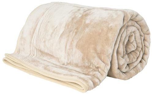 Rohi Luxury Fleece Throw Blanket King Size - Super Soft Warm & Fluffy Blanket - Cream Throw for Sofa - Couch Throw Fleece Blanket - 200x240cm