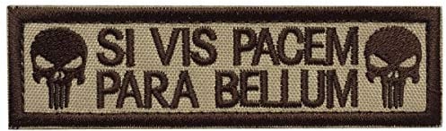 Ohrong Totenkopf Taktische Moral Patch Army Badge Armband SI VIS Pacem para Bellum bestickt für Mützen Taschen Jacken mit Klettverschluss (Khaki)