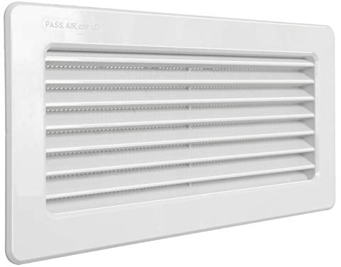 La Ventilazione C229RB Griglia Terminale con rete antinsetti 256x126 mm in ABS da Incasso. Colore bianco