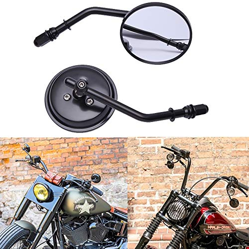 Rétroviseurs de moto ronds noirs avec 8mm/M8 pour Softail Slim Heritage Softail Classic Breakout Sportster 1200 Road Glide Ultra