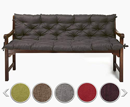 sunnypillow Bankauflage für Gartenbank Outdoor - Sitzkissen und Rückenkissen für Bank 160 x 40 x 40 cm - Polsterauflage für Hollywoodschaukel, Gartenschaukelkissen - Gartenkissen, Bankkissen Anthrazit