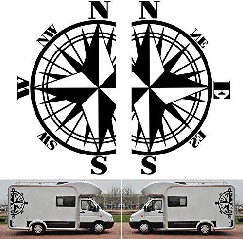 HELLOGIRL 2PCS Kompass Auto Aufkleber Persönlichkeit Vinyl Kunst Aufkleber Wohnmobil Tür Dekor Wohnmobil Aufkleber