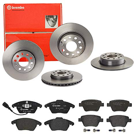 Bremsen Set Bremsscheiben und Bremsbeläge Brembo vorne hinten für für VW Golf 6 Touran