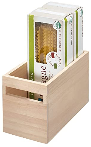 iDesign Aufbewahrungsbox mit Griffen, Küchenschrank Organizer aus Paulownia-Holz für Regal oder Vorratsschrank, vielseitige Kiste zur Aufbewahrung, beige