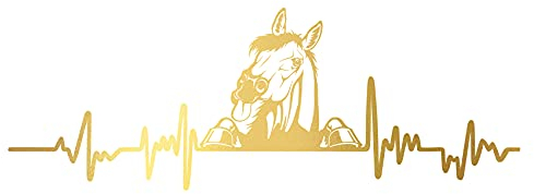 Finest Folia Aufkleber Herzschlag Tiere Breite 27cm Lifeline Heartbeat Deko Sticker Selbstklebend für Auto Kühlschrank Laptop Autoaufkleber K150 (Gold, 22 Pferd)