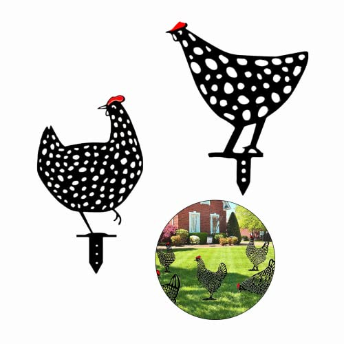 xlwen 2 Stück Henne Huhn Hof Kunst Dekorative, Huhn Deko Handarbeit Gartenstatuen, Metall Huhn Hof Kunst für Rasen Garten Hinterhöfe Dekoration Ornament.